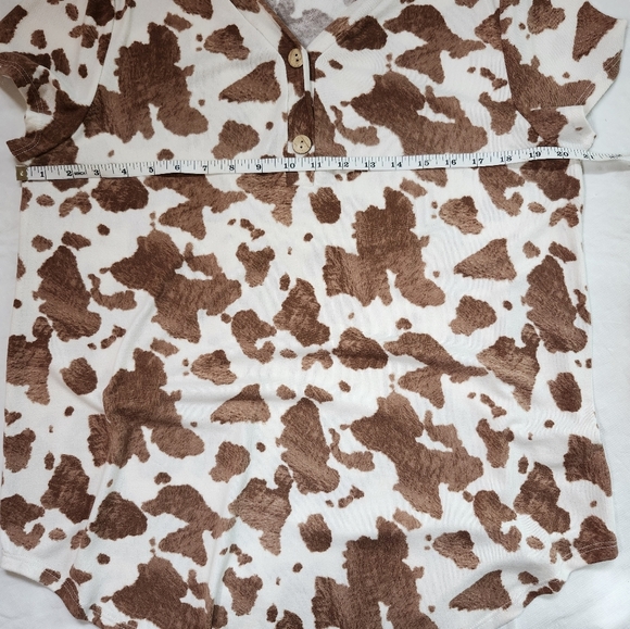 Bombom Brown and White Cow Print Women's Top - Picture 12 of 15